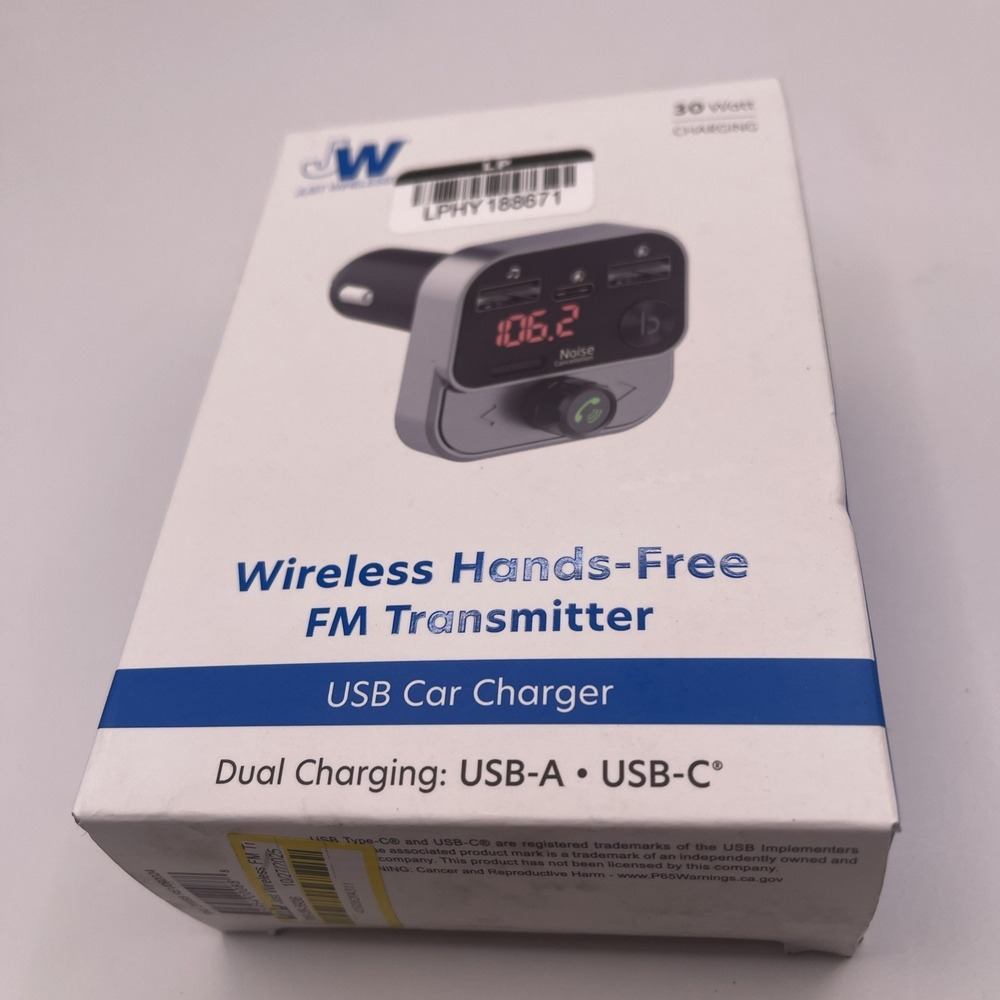 Just Wireless FM Transmitter with USB-C and USB-A Charging Port - Black